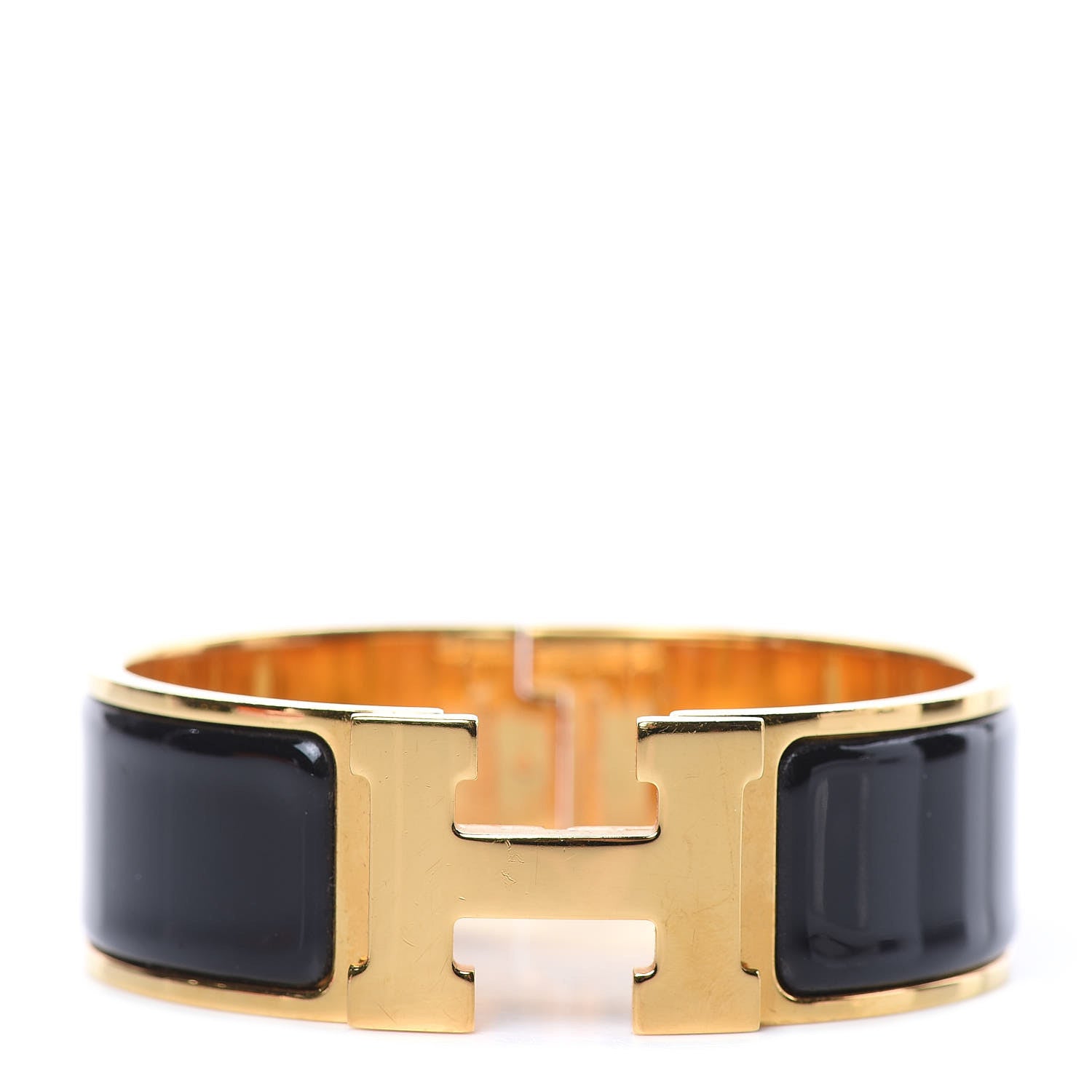 Hermes Enamel Wide Clic Clac H Bracelet PM Black 1 of 8