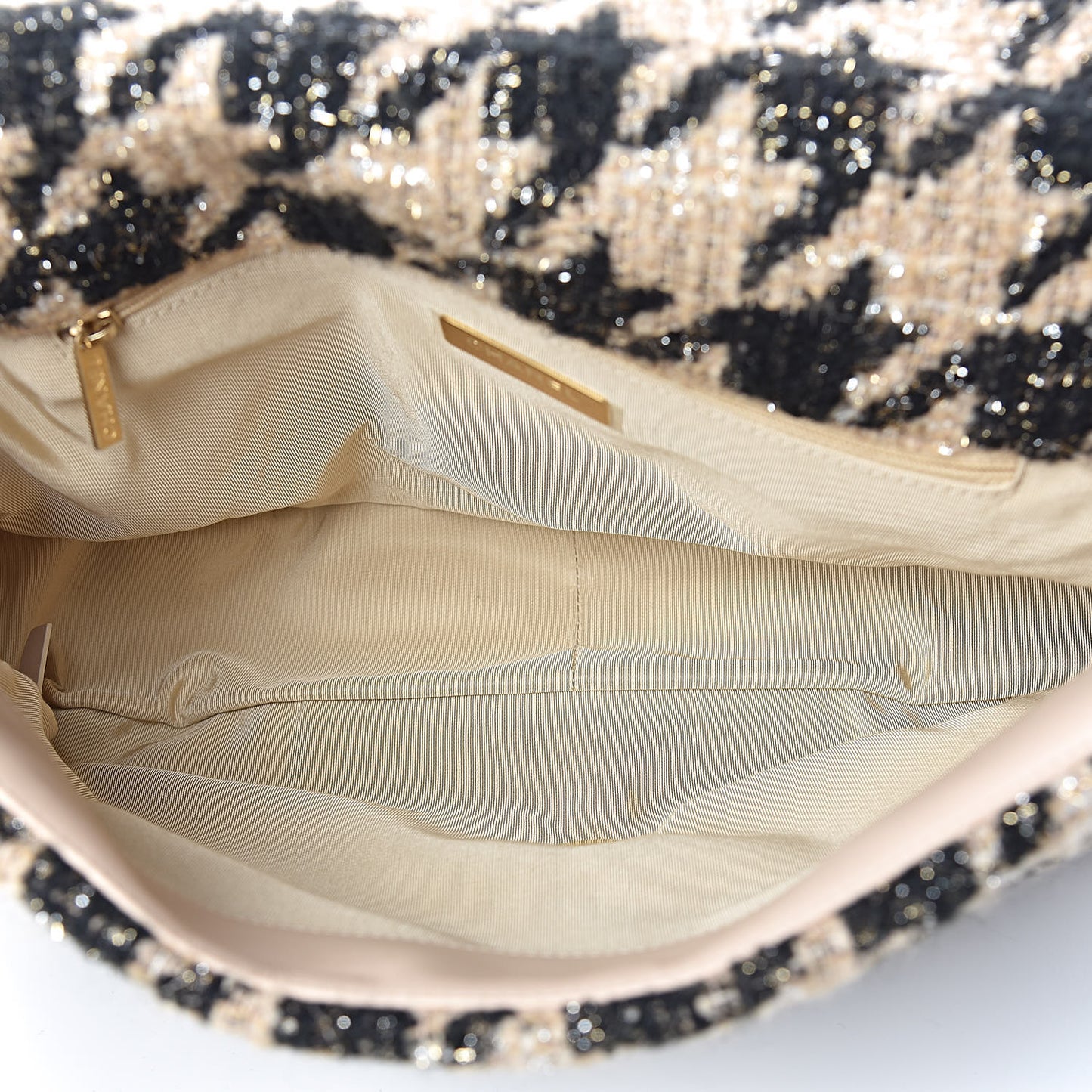 Tweed Maxi 19 Flap Beige Black
