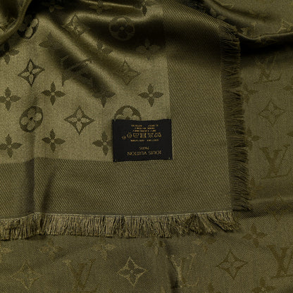 Louis Vuitton Silk Wool Monogram Shawl Kaki 3 of 5