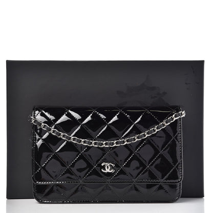 Chanel Patent Quilted Wallet On Chain WOC Black 10 of 10