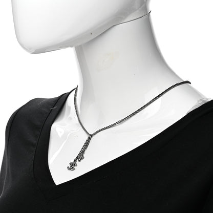Chanel Ruthenium Crystal Flower CC Lariat Necklace 2 of 6