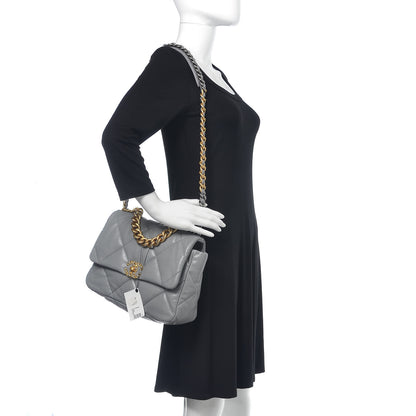 Chanel Lambskin Quilted Large 19 Flap Grey 2 of 10