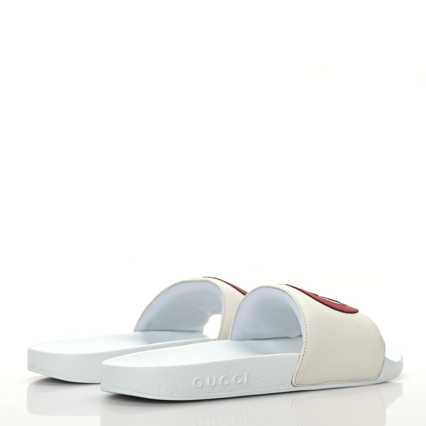 Nappa Miro Soft Calfskin Womens Interlocking G Slide Sandals 38 Great White Hibiscus Red
