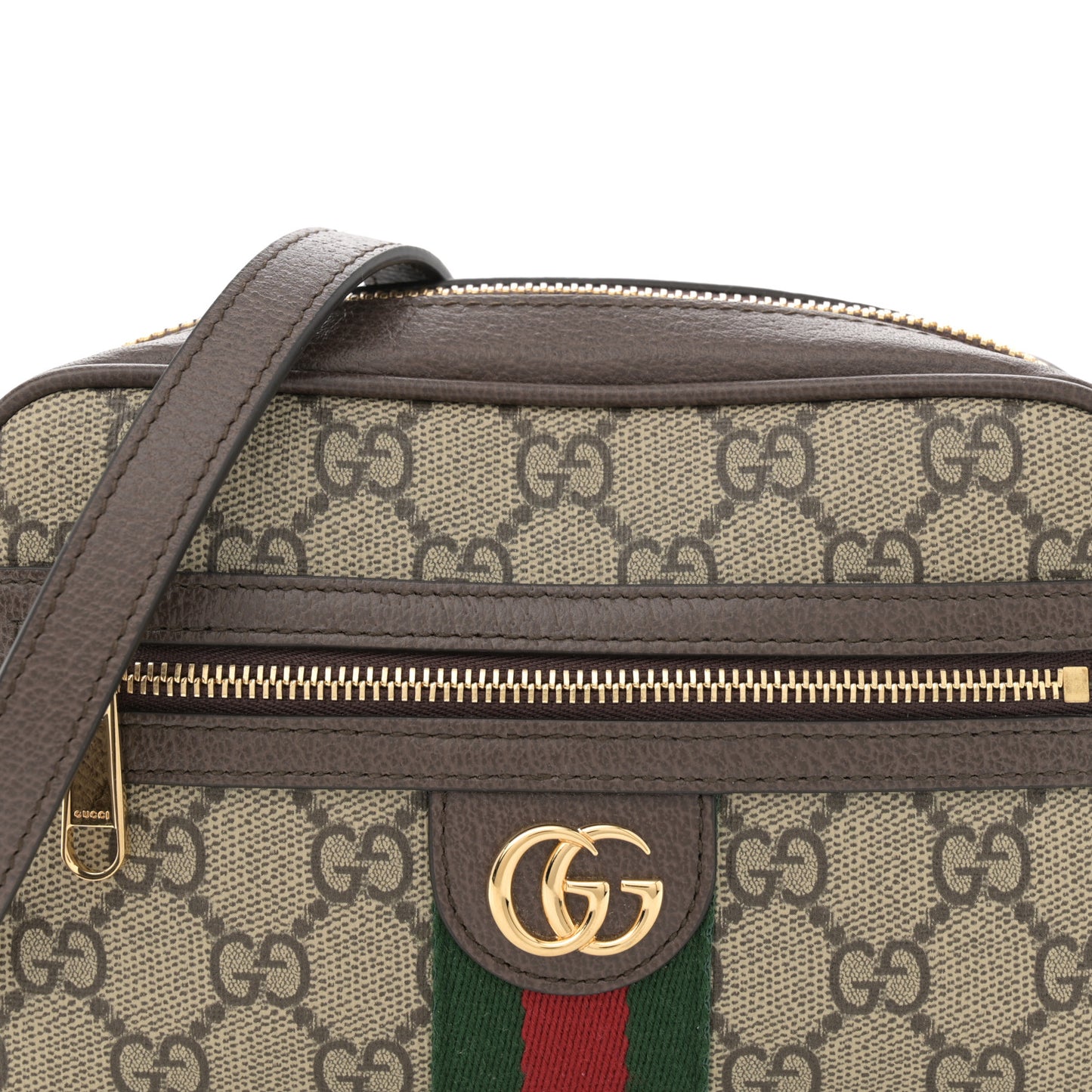 GG Supreme Monogram Textured Dollar Calfskin Mini Ophidia Shoulder Bag Beige Ebony New Acero