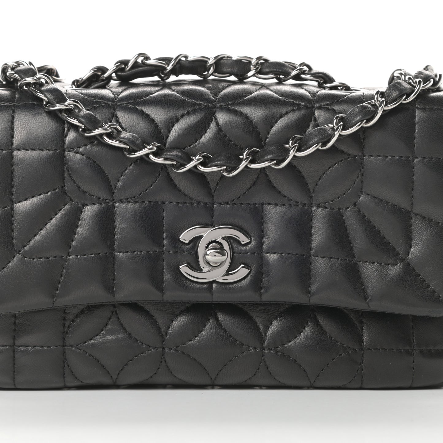 Lambskin Mini Lady Graphic Flap Black