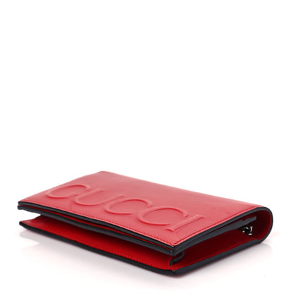 Gucci Calfskin XL Embossed Chain Wallet Red 7 of 8