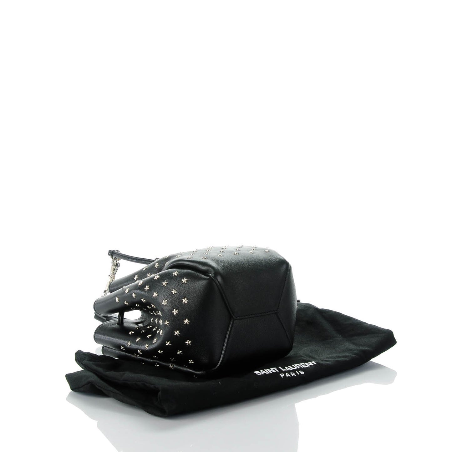 Calfskin Small Star Studded Emmanuelle Bucket Bag Black