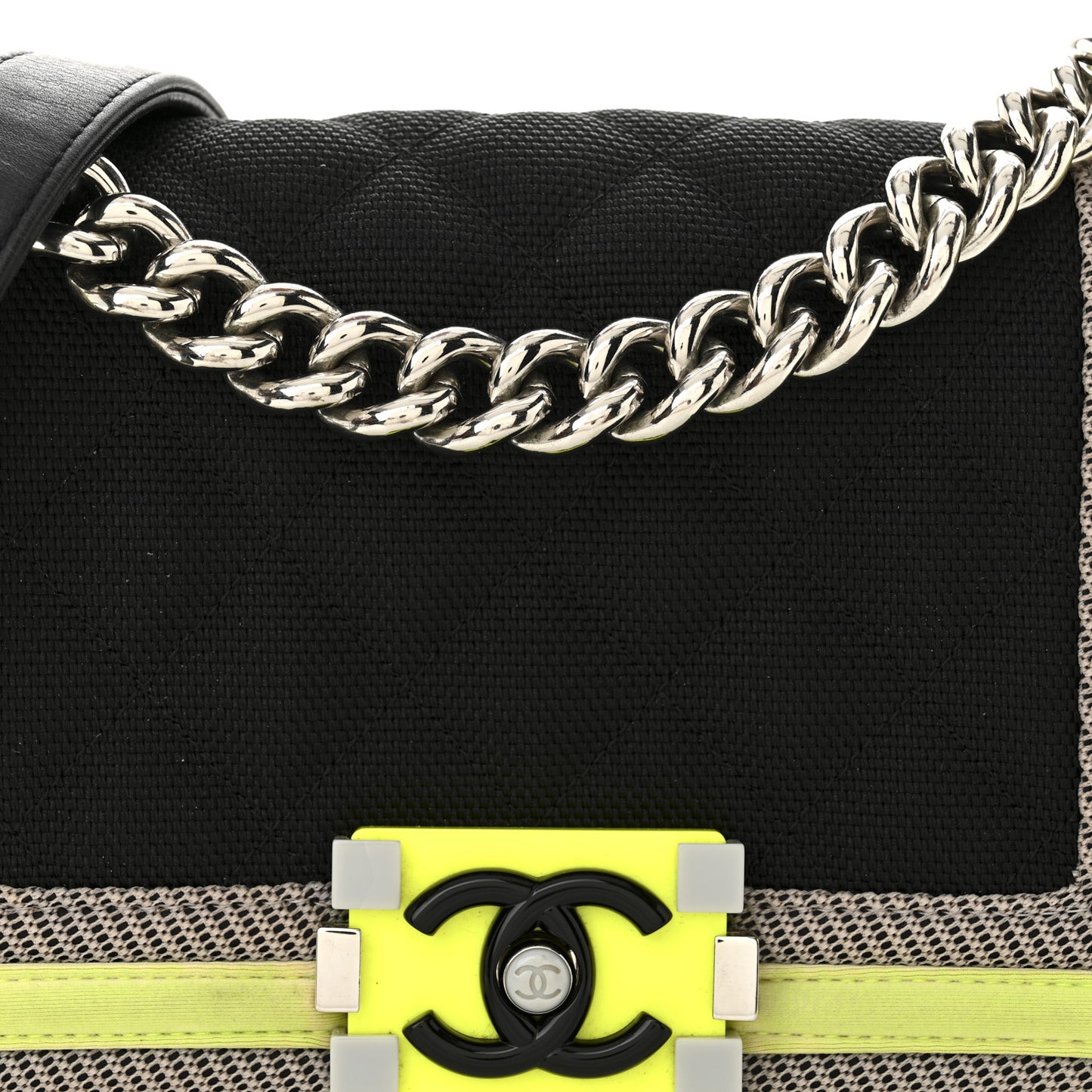 Canvas Quilted Small Fluo Boy Flap Black Grey Yellow