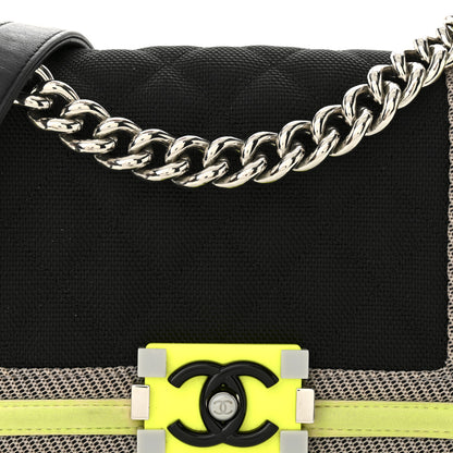 Chanel Canvas Quilted Small Fluo Boy Flap Black Grey Yellow 8 of 10