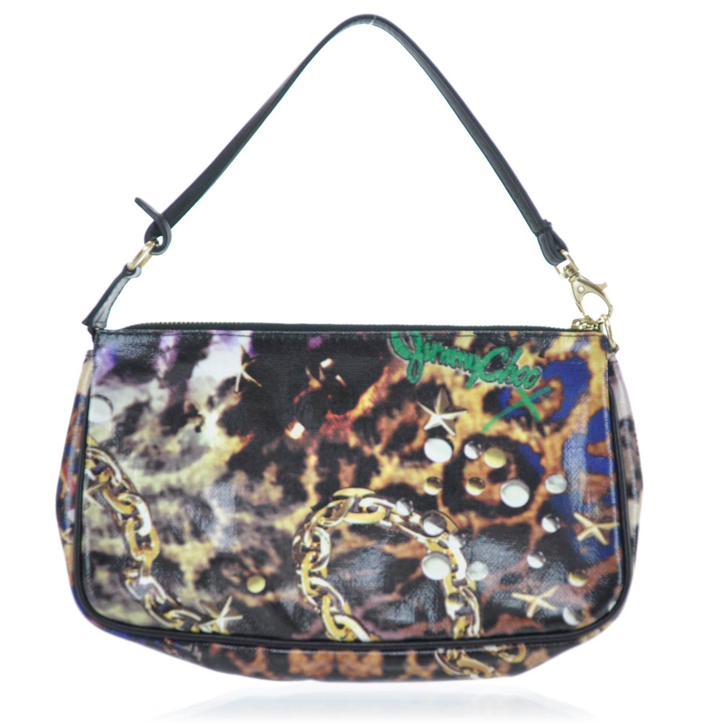 Glazed Canvas Scarlet Animal Print Clutch
