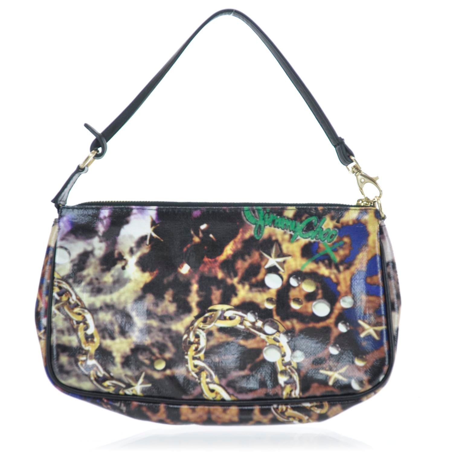 Jimmy Choo Glazed Canvas Scarlet Animal Print Clutch 3 of 8