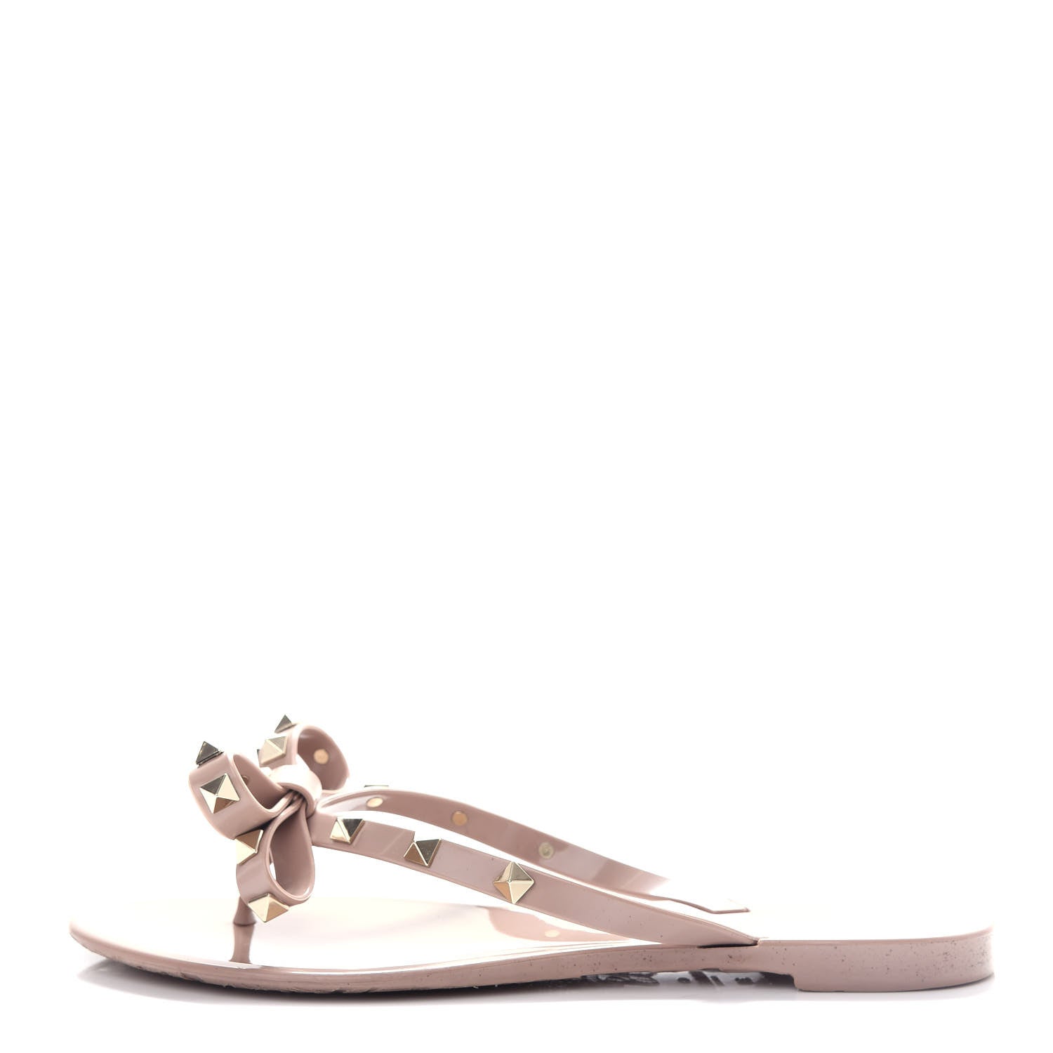 Valentino Garavani PVC Jelly Rockstud Bow Thong Sandals 38 Poudre 1 of 9