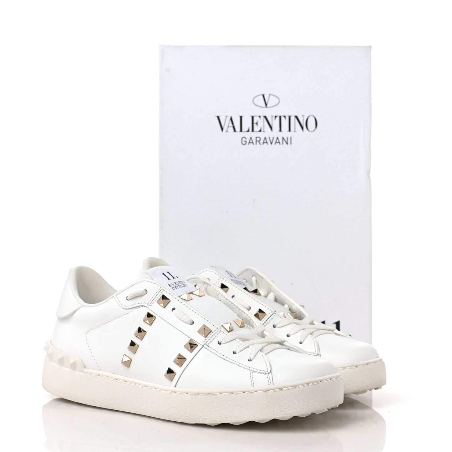 Calfskin Rockstud Untitled Open Sneakers 38.5 White
