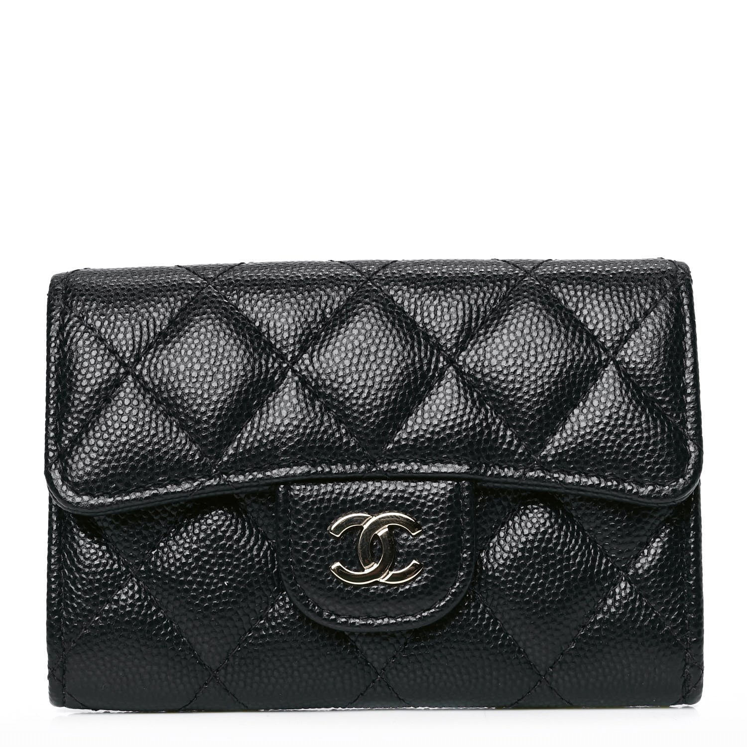 Chanel Caviar Quilted Flap Card Holder Wallet Navy Blue 1 of 4