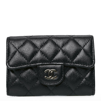 Chanel Caviar Quilted Flap Card Holder Wallet Navy Blue 1 of 4