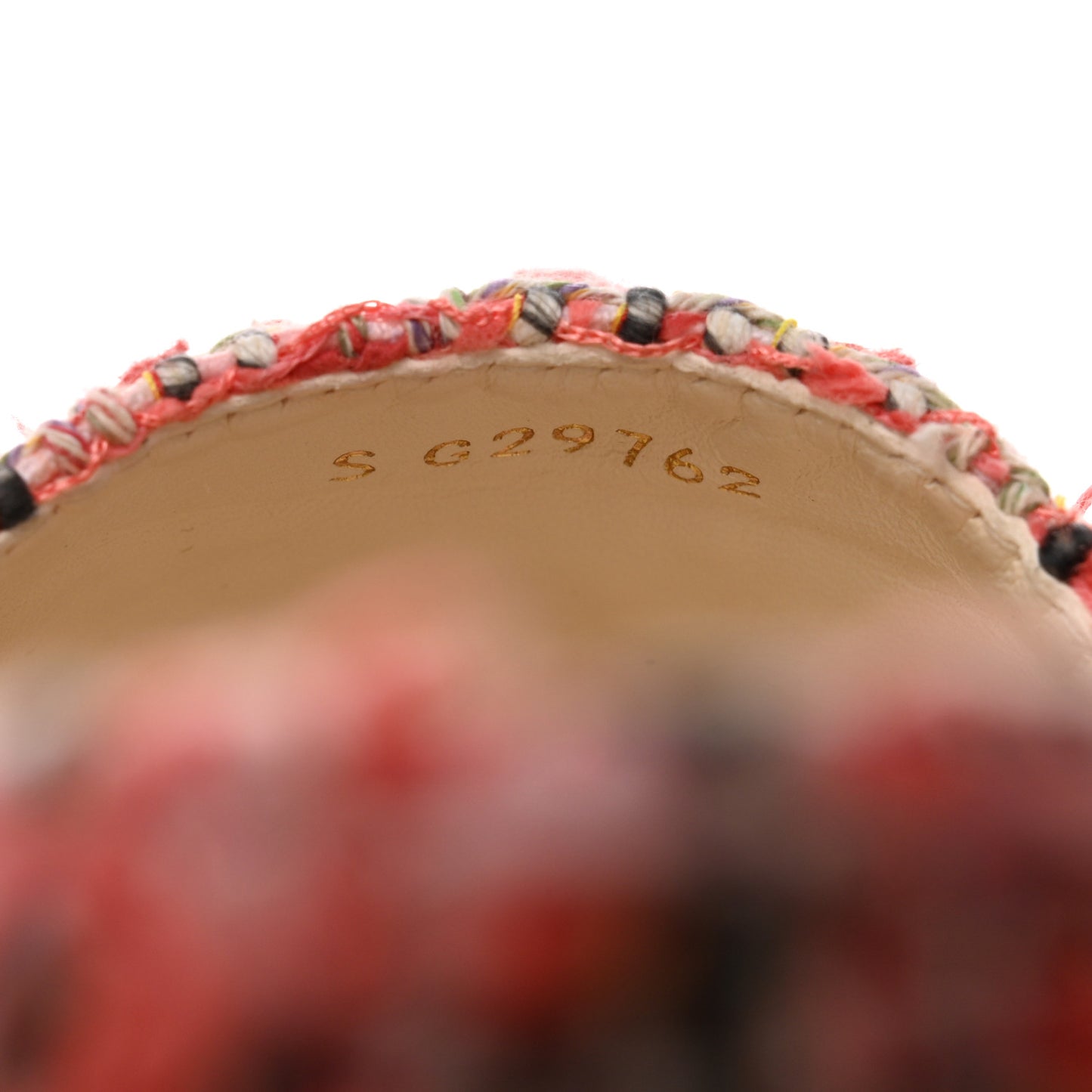 Tweed Lambskin CC Espadrilles 39 Coral Pink Black Red