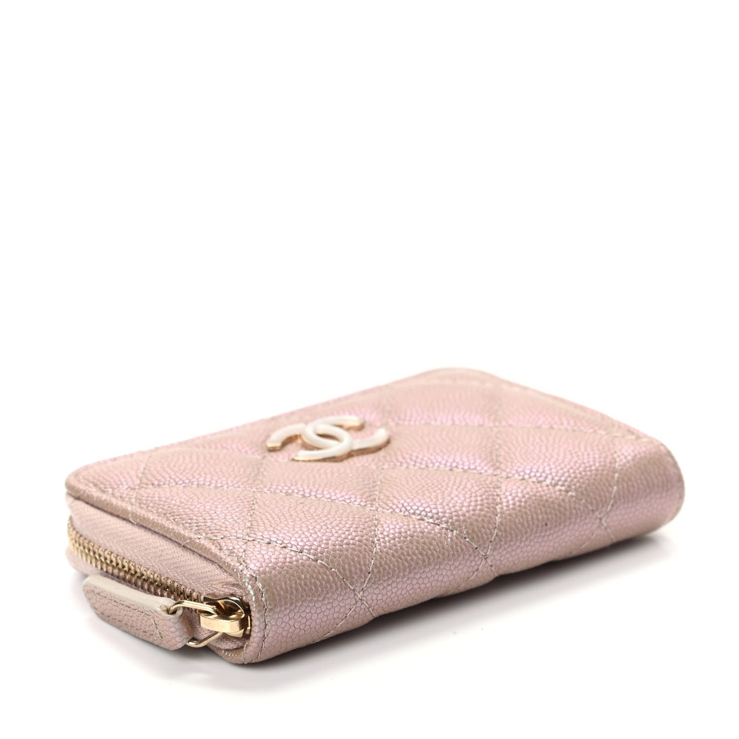 Chanel Iridescent Caviar Quilted Zip Coin Purse Beige 4 of 8