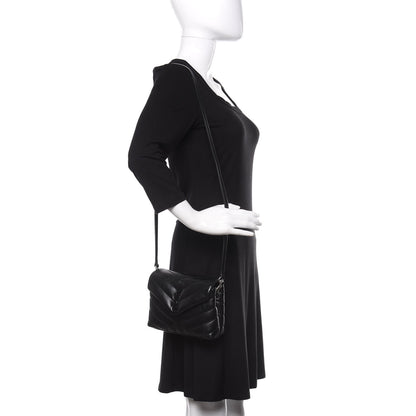 Saint Laurent Calfskin Y Quilted Monogram Toy Loulou Crossbody Bag Black 2 of 11