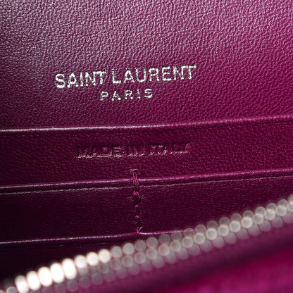 Saint Laurent Velvet Crystal Monogram Kate Tassel Shoulder Bag Fuchsia 7 of 12