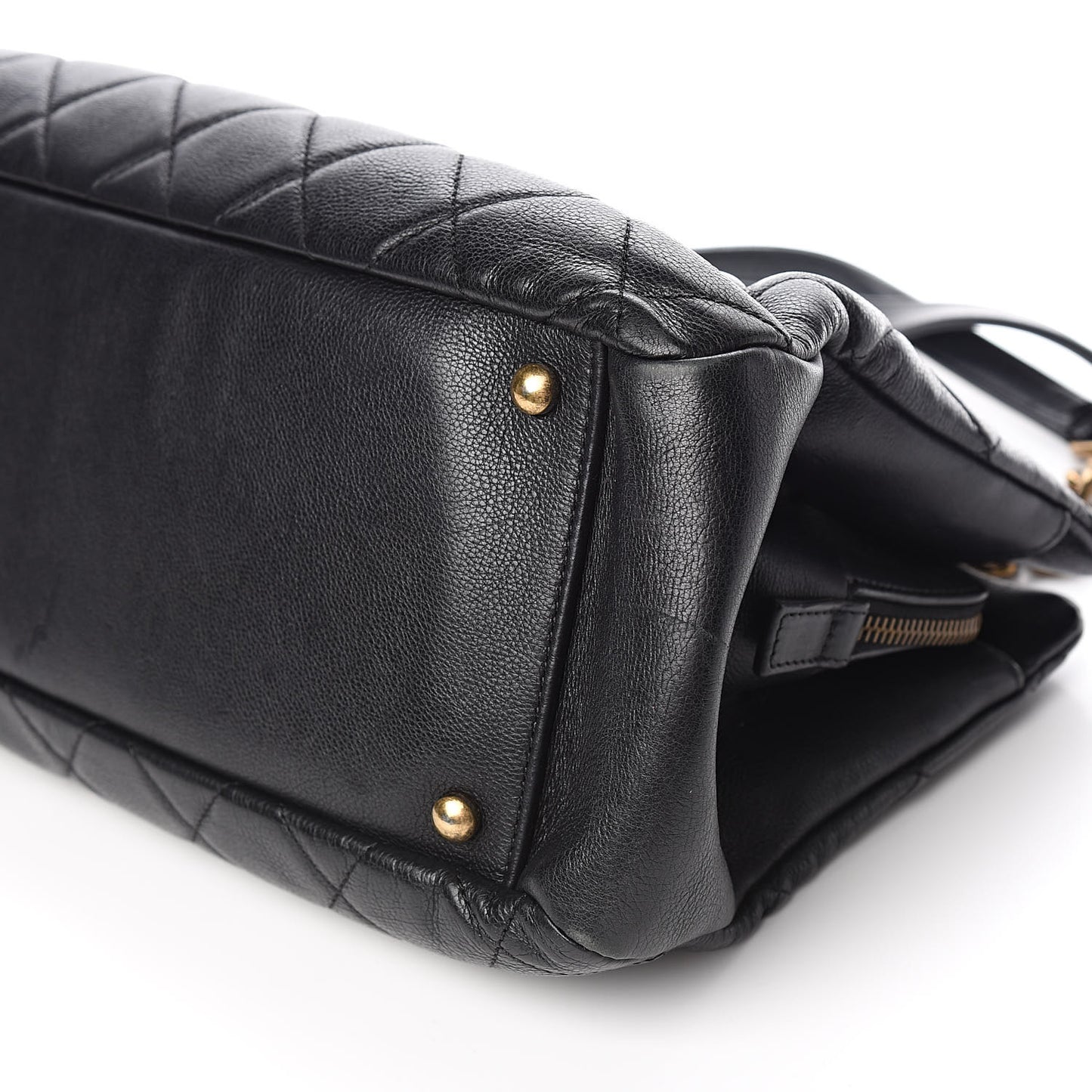 Calfskin Quilted Small CC Crown Tote Black