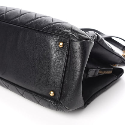 Chanel Calfskin Quilted Small CC Crown Tote Black 9 of 10