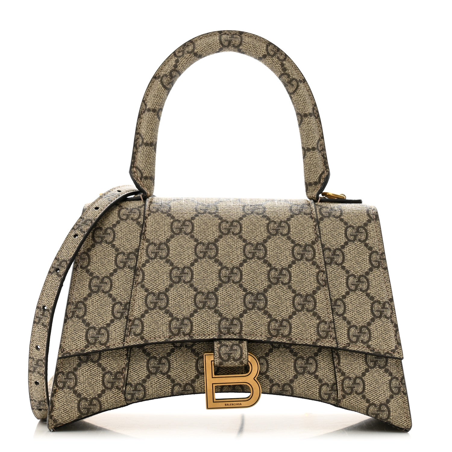 Balenciaga X GUCCI GG Supreme Monogram Small Hourglass Top Handle Bag Beige Ebony 1 of 10