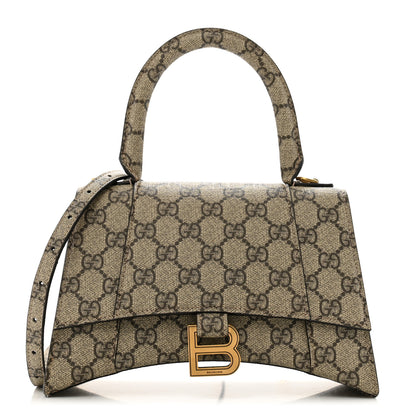 Balenciaga X GUCCI GG Supreme Monogram Small Hourglass Top Handle Bag Beige Ebony 1 of 10
