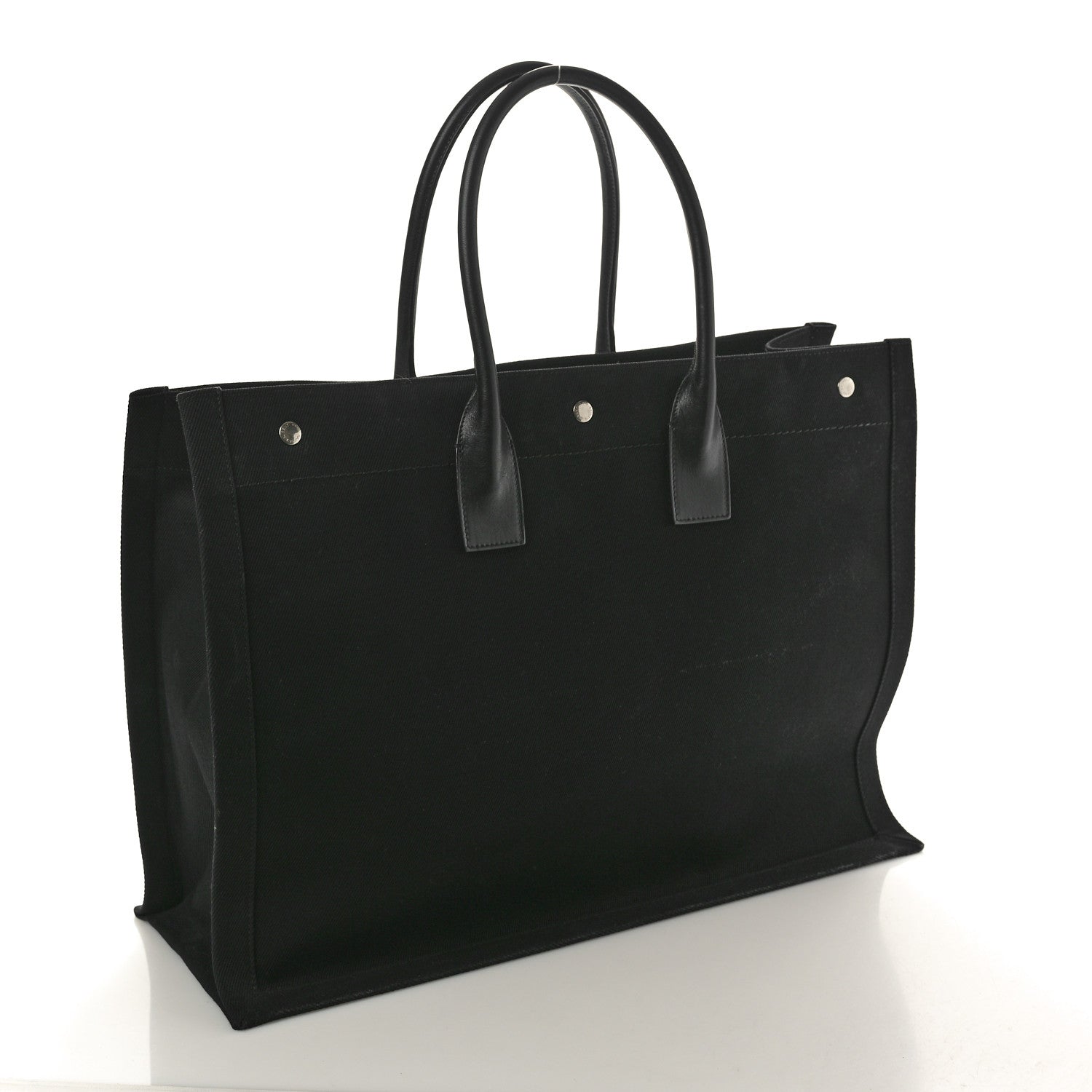 Saint Laurent Linen Calfskin Rive Gauche Tote Black 3 of 9