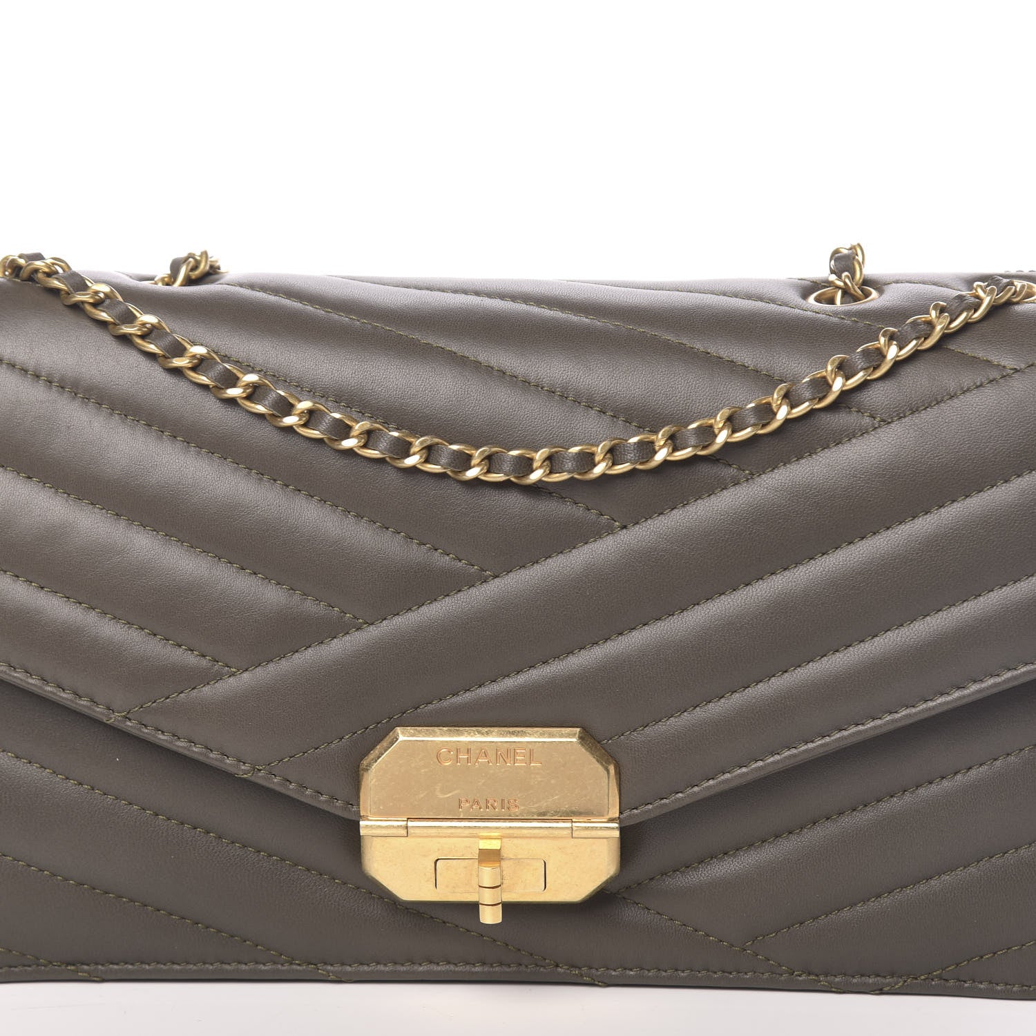 Chanel Calfskin Quilted Gabrielle Chevron Flap Grey 10 of 11