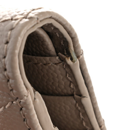 Saint Laurent Grain De Poudre Matelasse Chevron Monogram Zipped Card Case Dark Beige 10 of 12