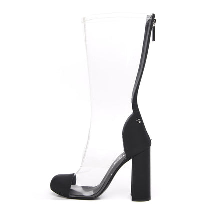 Chanel PVC Grosgrain High Boots 36 Transparent Black 1 of 9