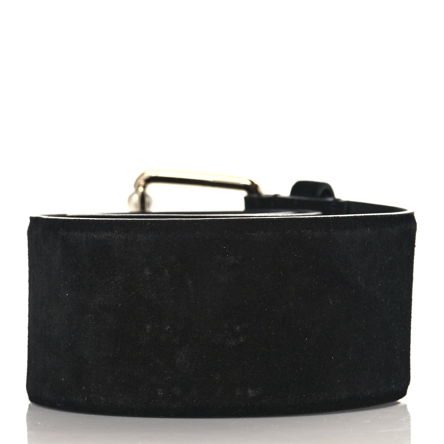 Chanel Suede Pearl Logo Chain Belt 80 32 Black 2 of 7