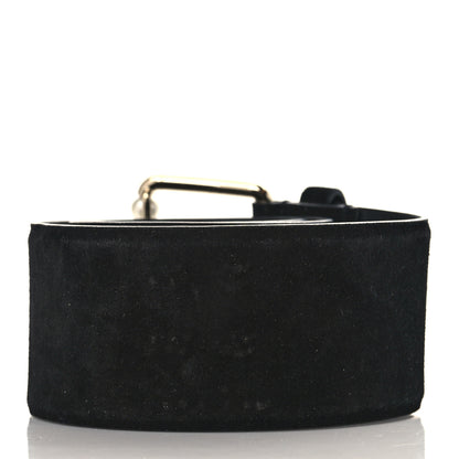 Chanel Suede Pearl Logo Chain Belt 80 32 Black 2 of 7