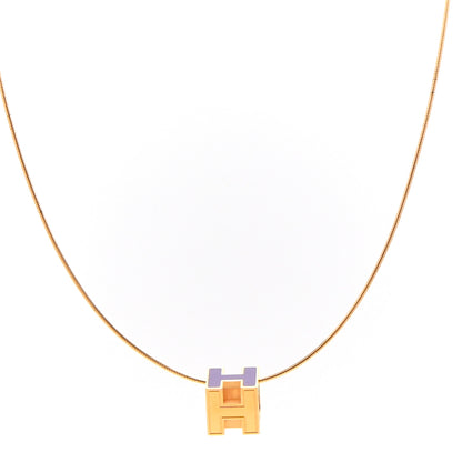 Hermes Gold Lacquered Cage d'H Pendant Necklace Pourpre 1 of 5