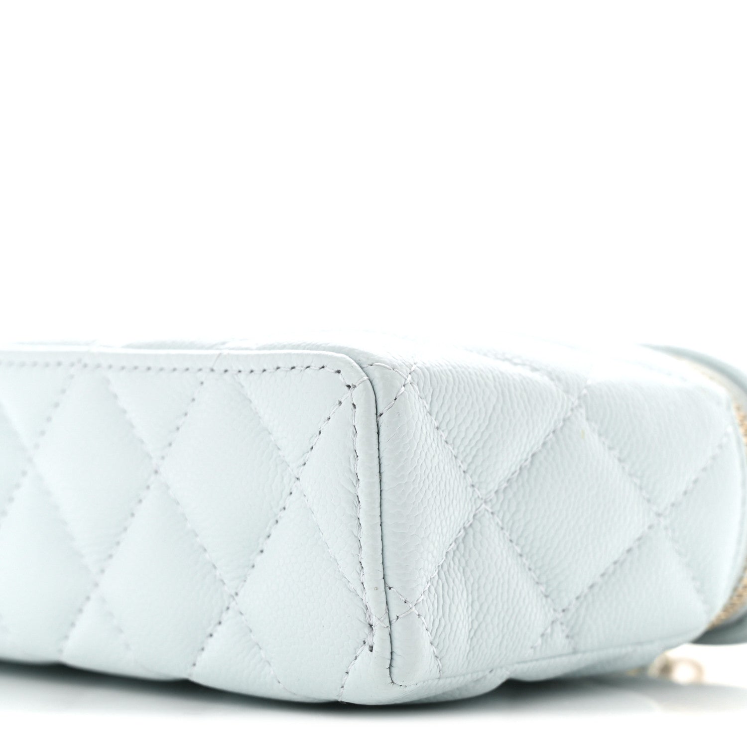 Chanel Caviar Quilted Top Handle Slim Vanity With Chain Light Blue 9 of 11