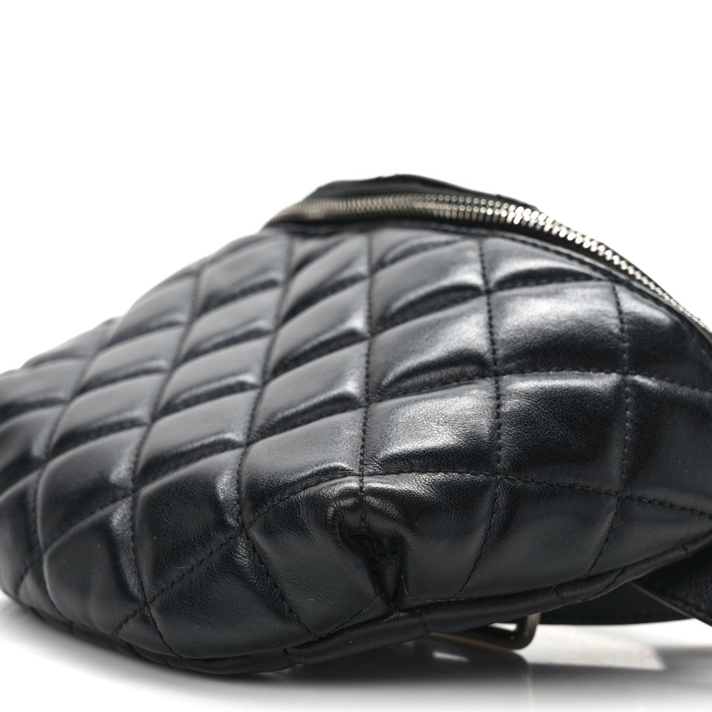 Lambskin Quilted Waist Belt Bag Black