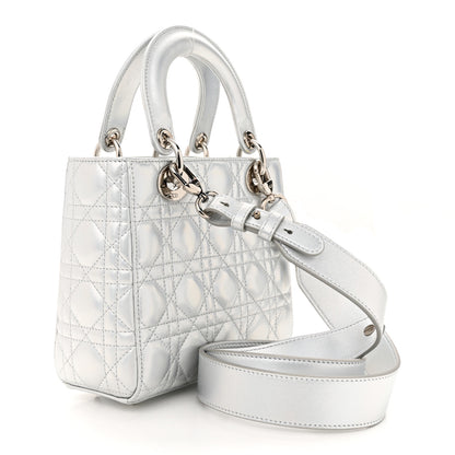 Christian Dior Metallic Lambskin Cannage Small My ABCDior Lady Dior Silver 3 of 12