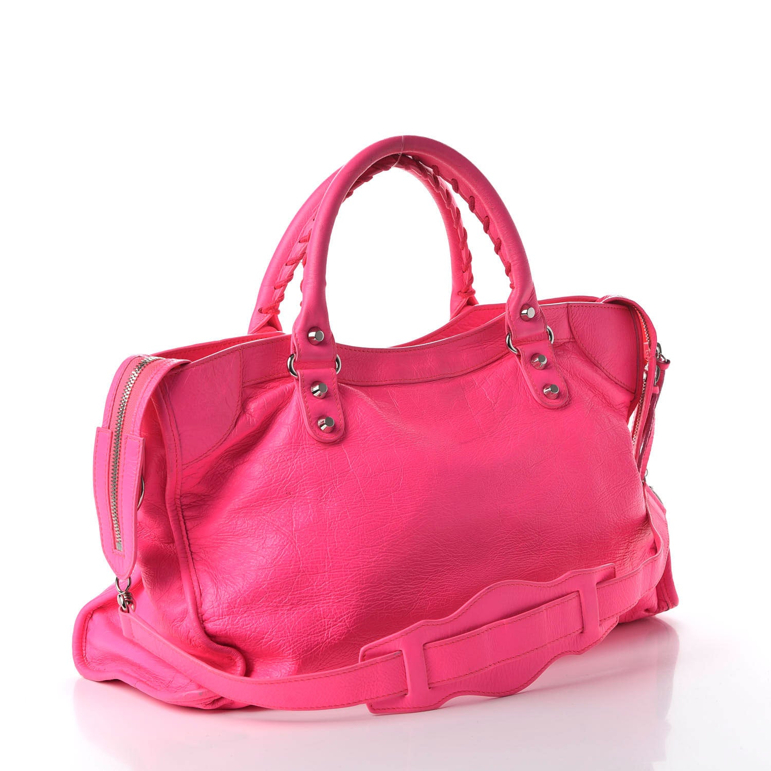 Balenciaga Agneau Classic Silver Hardware City Rose Fluo 3 of 10