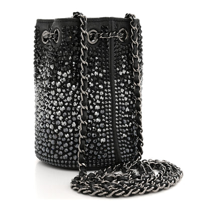 Chanel Strass Lambskin Mini Bucket Bag Black 3 of 11