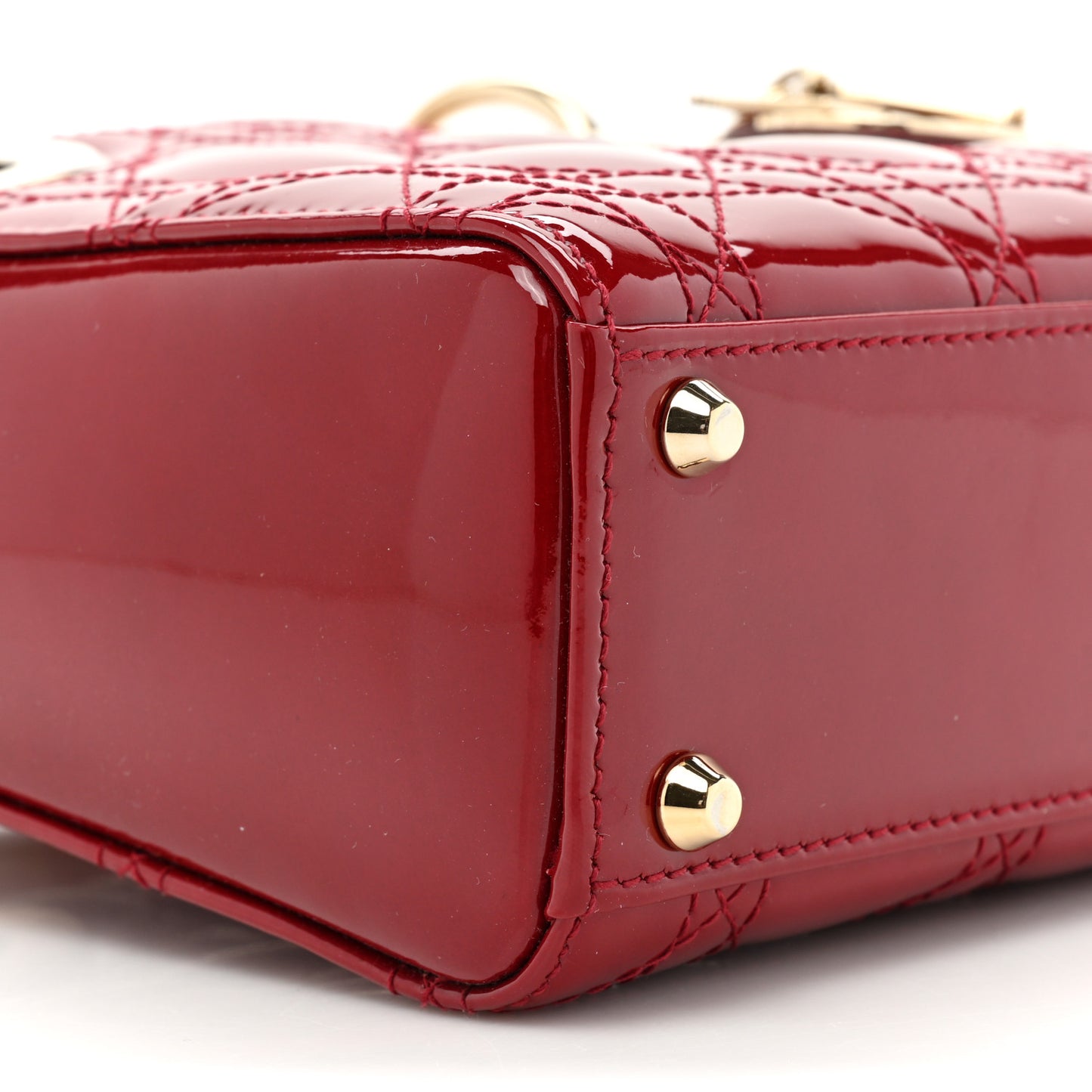 Patent Cannage Mini Lady Dior Red