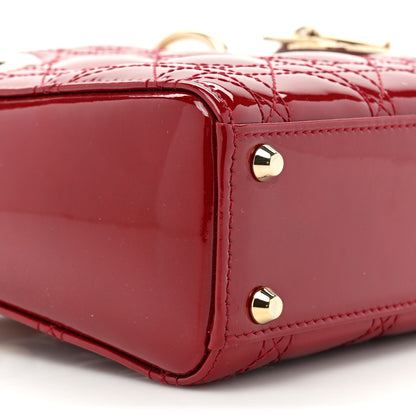 Christian Dior Patent Cannage Mini Lady Dior Red 9 of 10