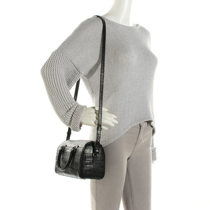 Saint Laurent Calfskin Crocodile Embossed Classic Duffle 3 Black 2 of 7