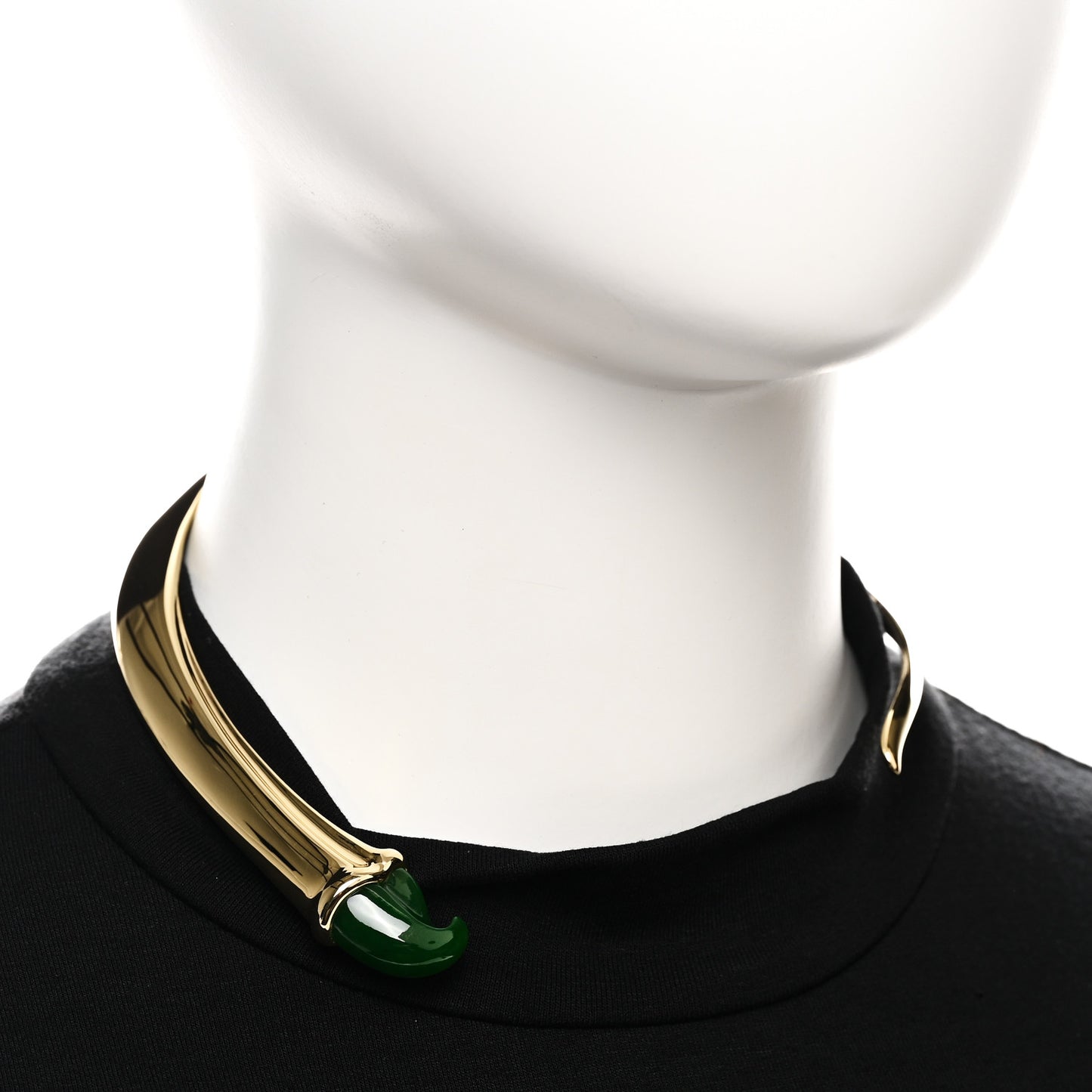 18K Yellow Gold Green Jade Elsa Peretti Claw Necklace