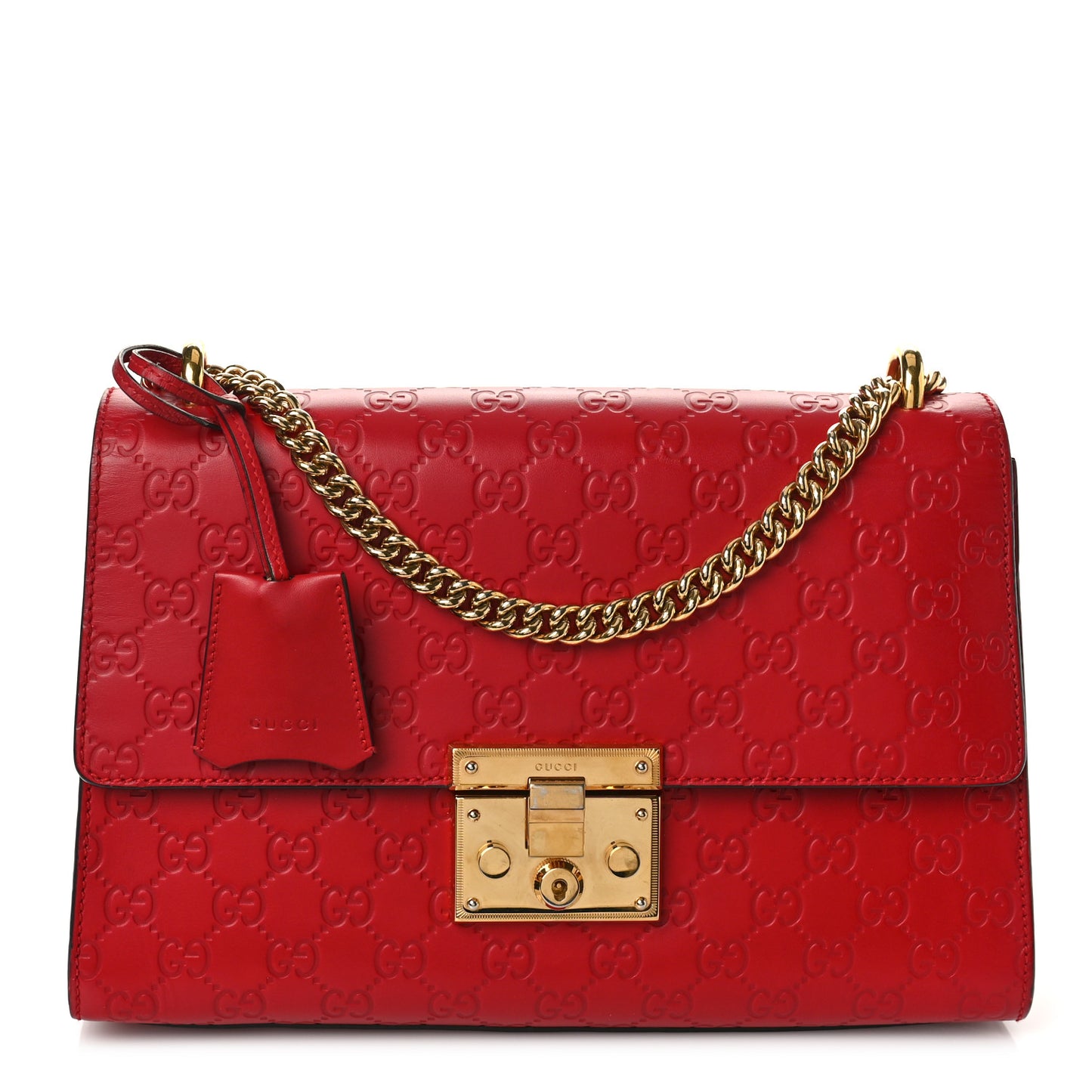 Guccissima Medium Padlock Shoulder Bag Hibiscus Red