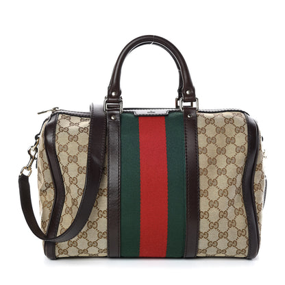 Gucci Monogram Vintage Web Medium Boston Dark Brown 1 of 13