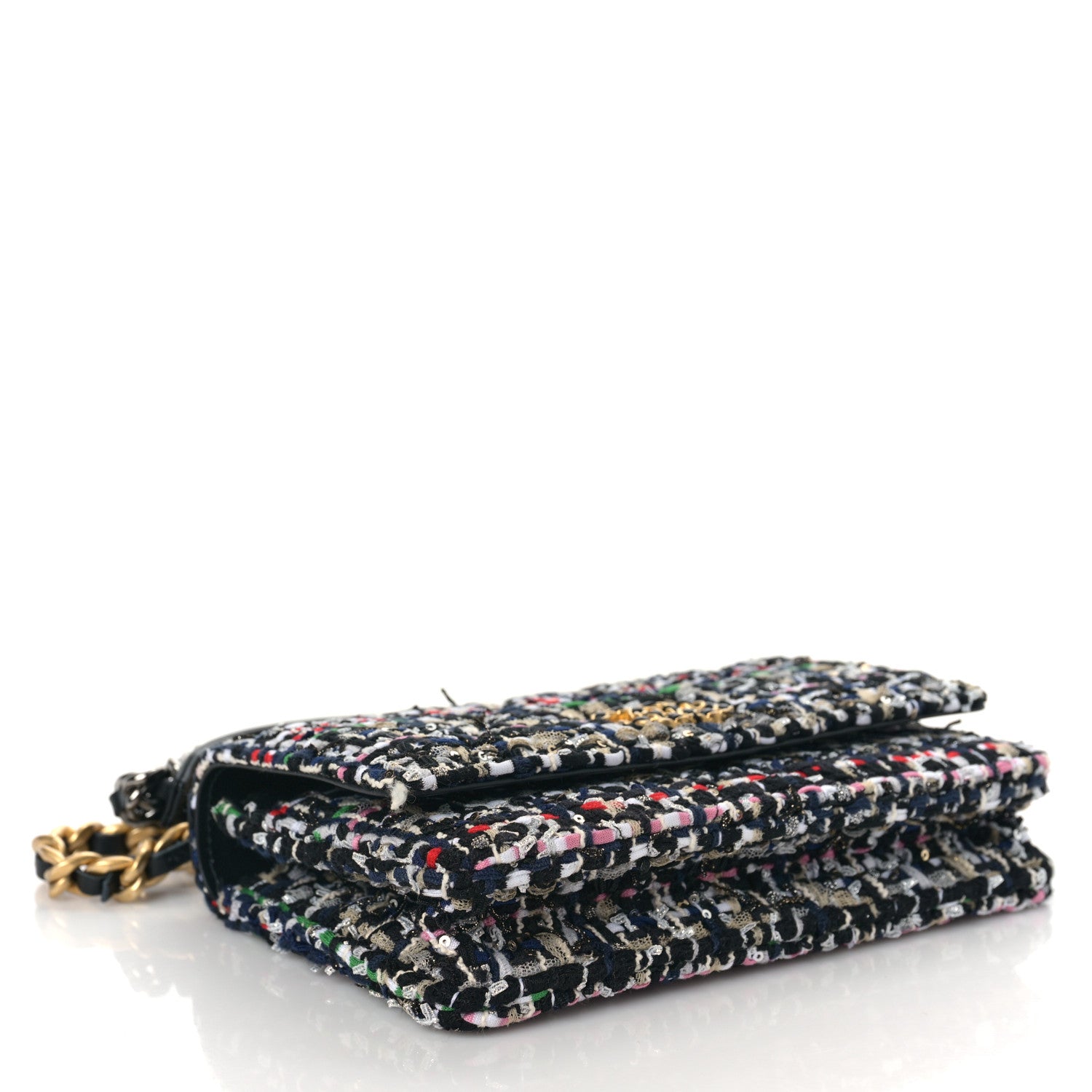 Chanel Tweed Quilted Chanel 19 Wallet On Chain WOC Black White Multicolor 4 of 10