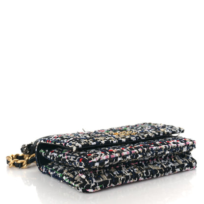 Chanel Tweed Quilted Chanel 19 Wallet On Chain WOC Black White Multicolor 4 of 10