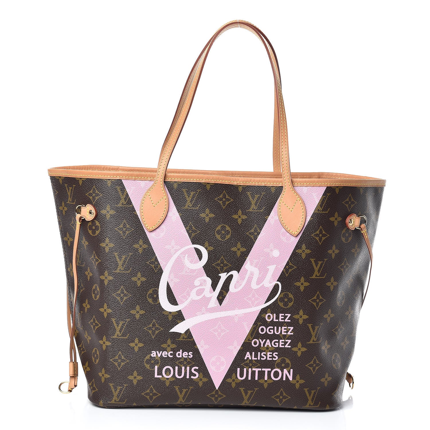 Louis Vuitton Monogram Capri V Neverfull MM Rose Ballerine 3 of 11