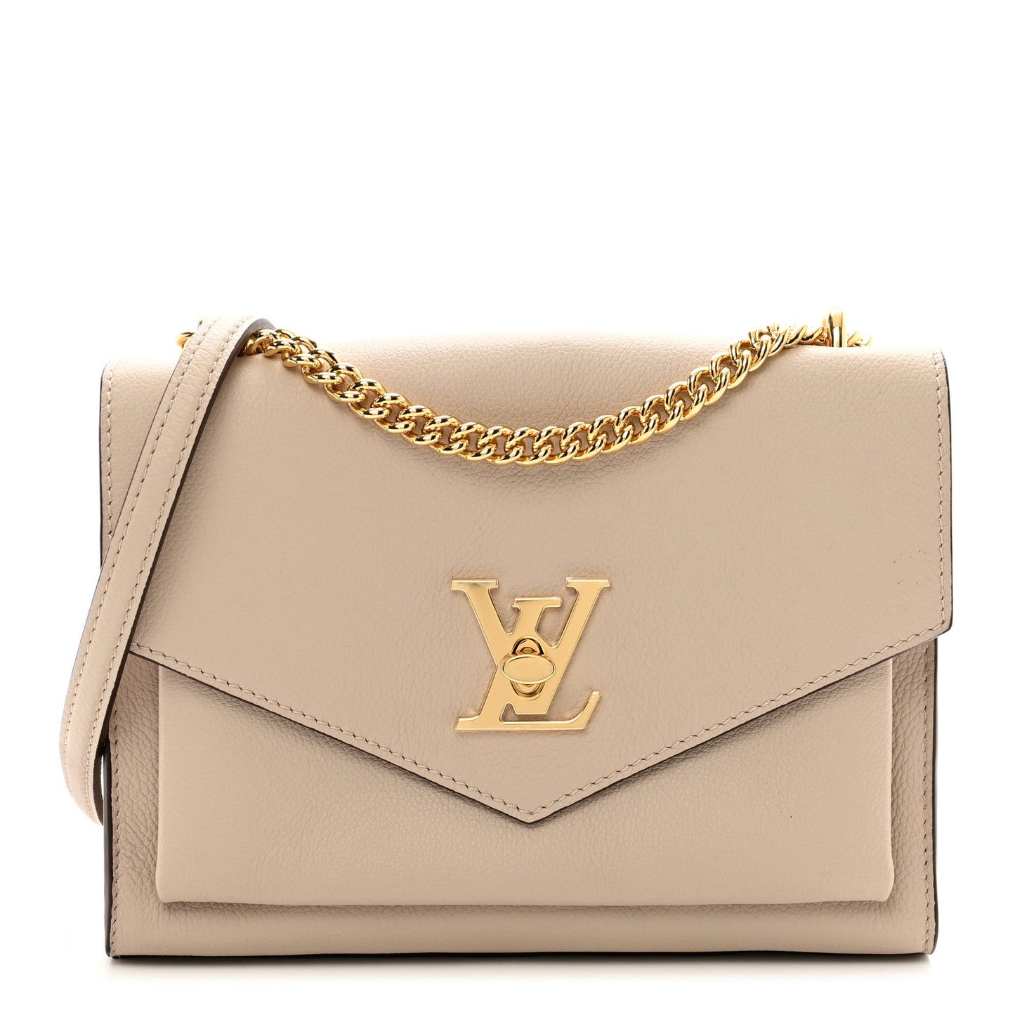 Soft Calfskin Mylockme Chain Bag BB Greige