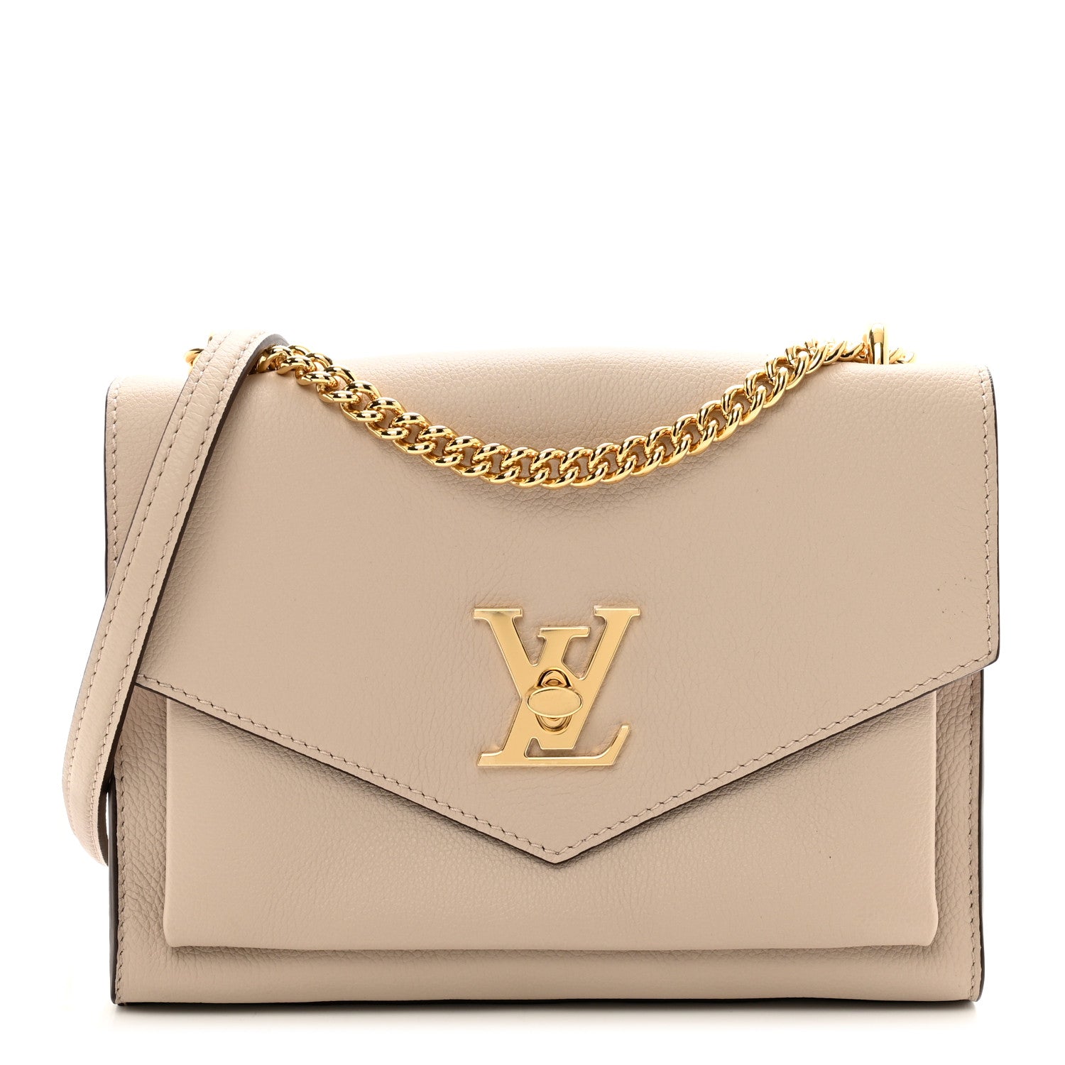Louis Vuitton Soft Calfskin Mylockme Chain Bag BB Greige 1 of 9